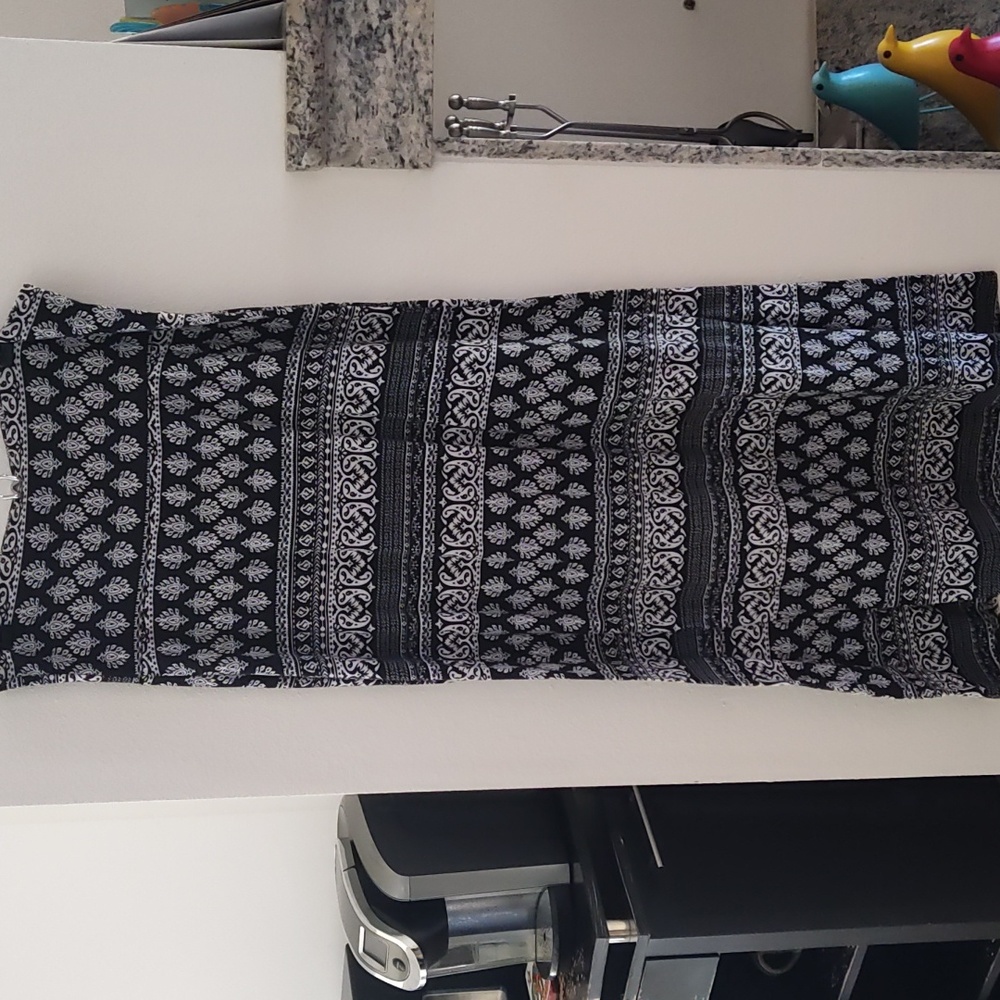 Black and White, Fold Down Waist, Paisley Maxi Skirt, XL